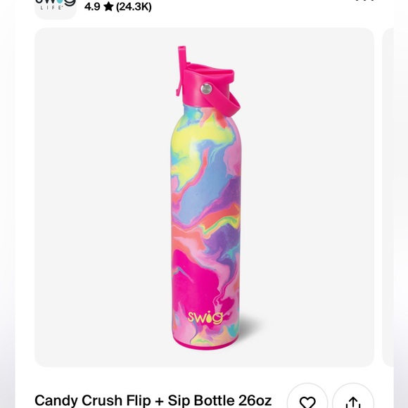 Swig Life Candy Crush Flip + Sip Bottle 26oz - Picture 1 of 1